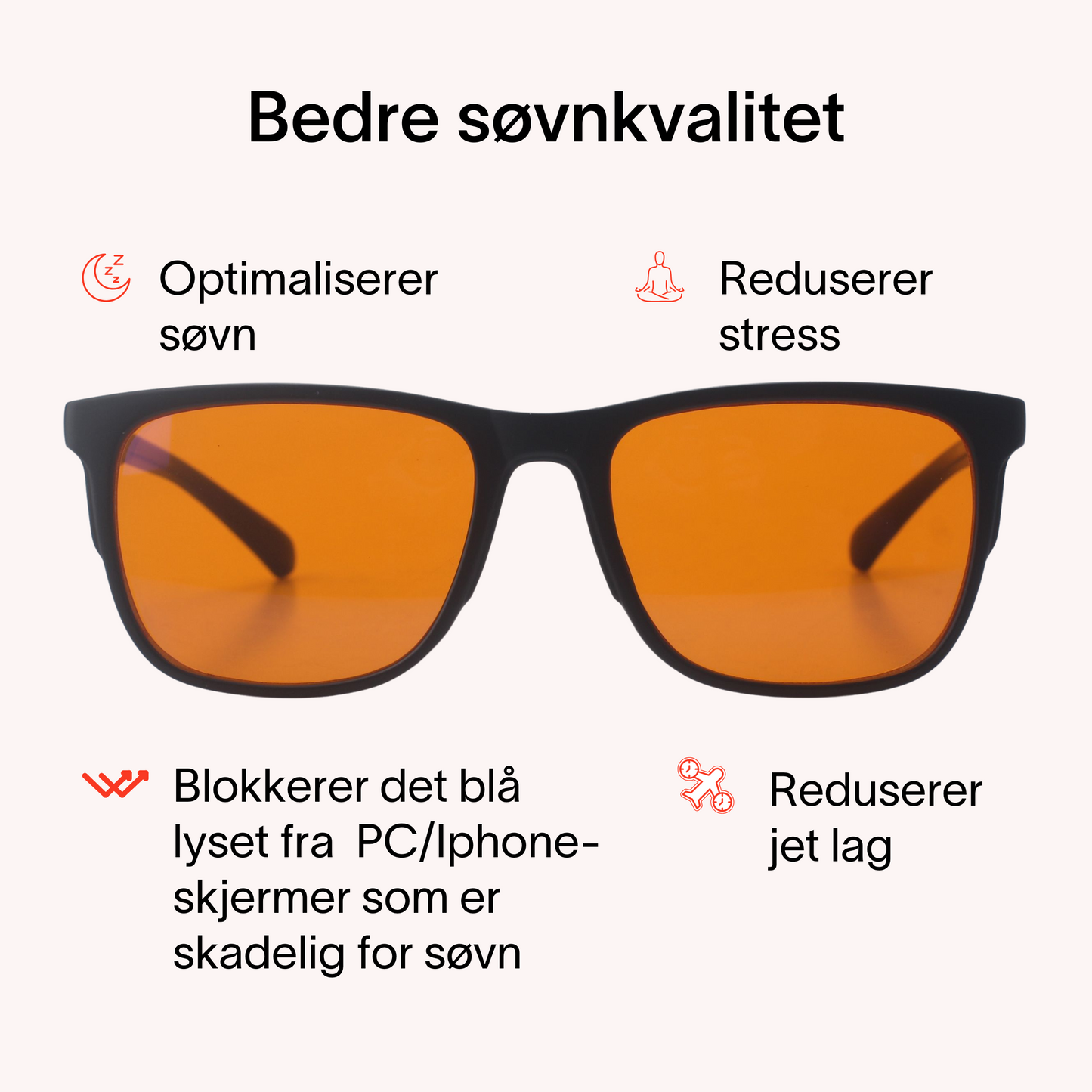 Lysro™ Blålysbriller for bedre søvn - oransje/svart